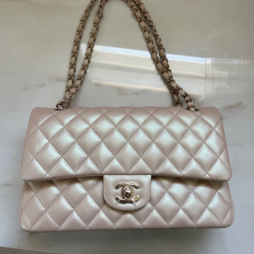 Chanel Classic Double Flap Iridescent Beige